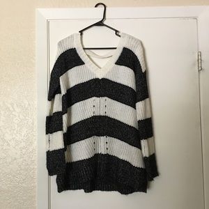 Oversized Striped Knit Sweater